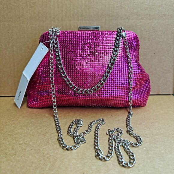 AQUA Markle Mesh Frame Shoulder Bag - Pink - New with defects - Picture 8 of 9